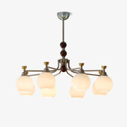 Eursoria Traditional Art Orb Wood Glass Chandelier-Neutral Decor