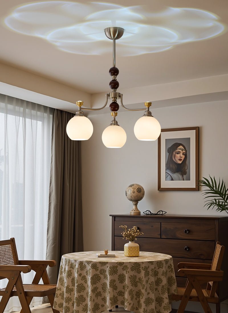 Eursoria Traditional Art Orb Wood Glass Chandelier-Neutral Decor