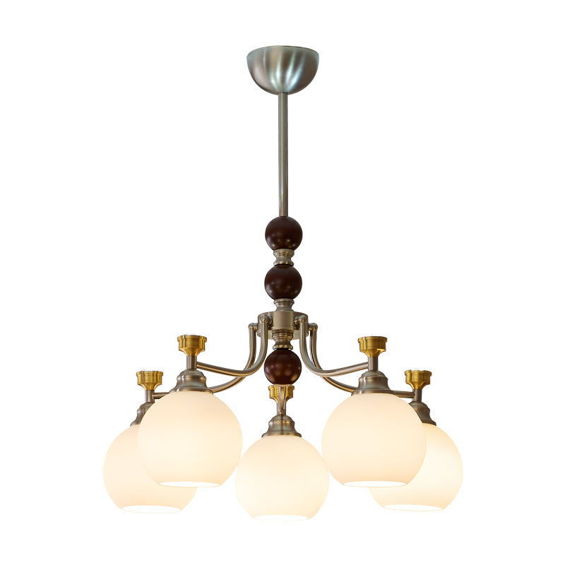 Eursoria Traditional Art Orb Wood Glass Chandelier-Neutral Decor
