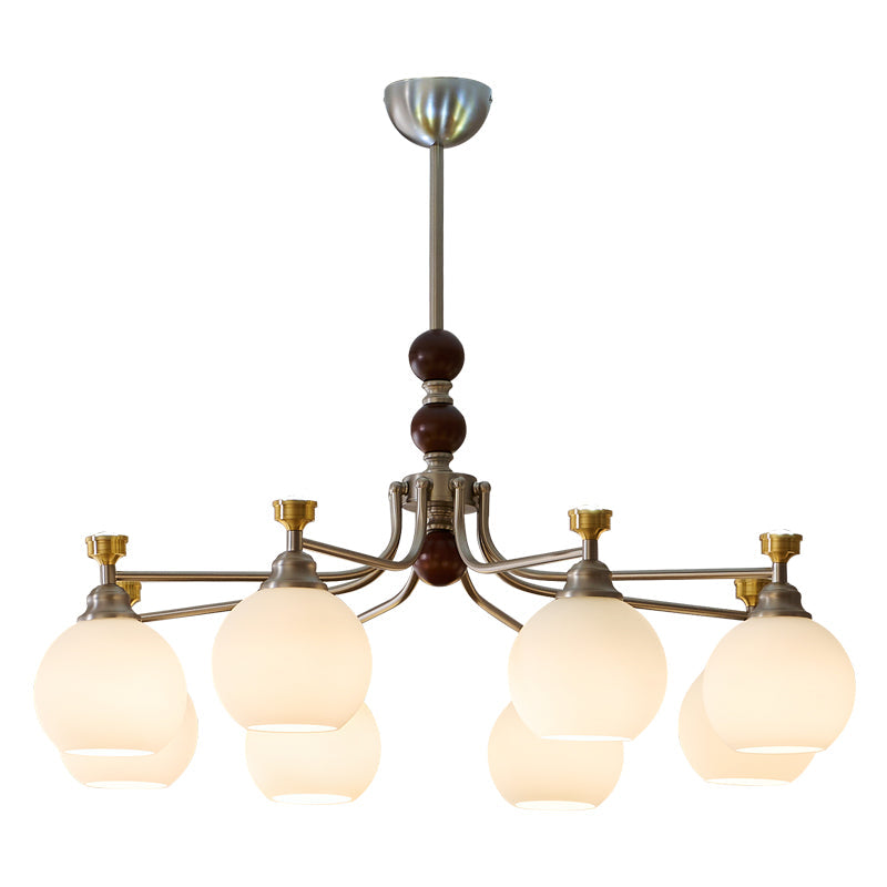 Eursoria Traditional Art Orb Wood Glass Chandelier-Neutral Decor