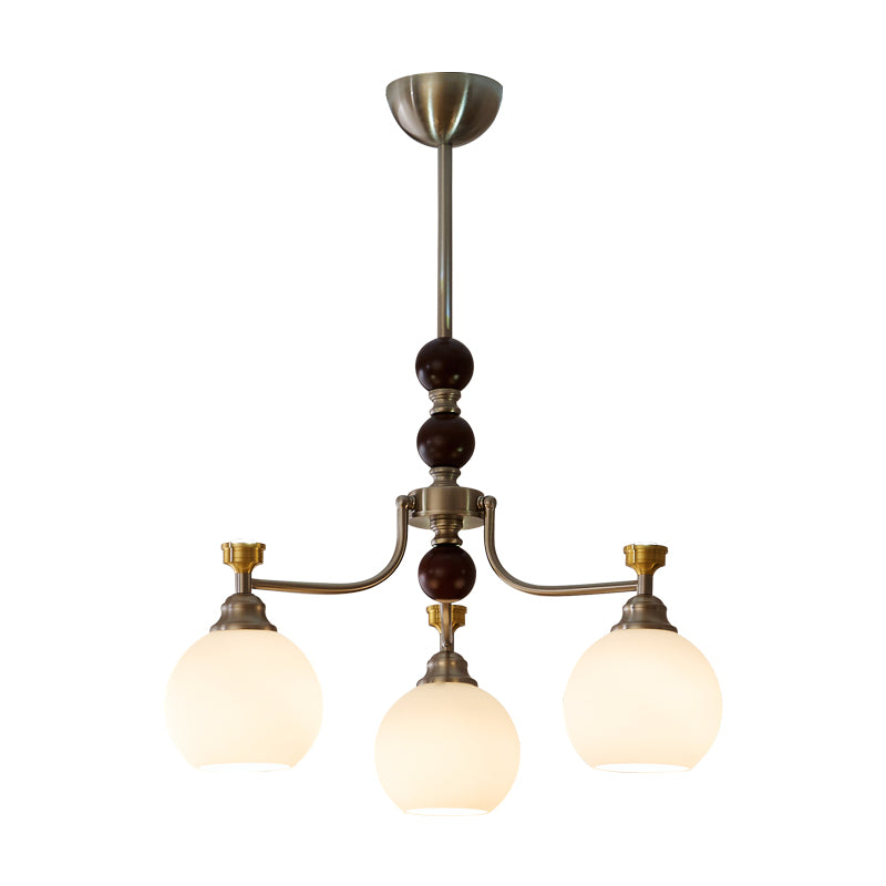 Eursoria Traditional Art Orb Wood Glass Chandelier-Neutral Decor