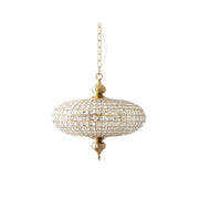 Lucille Crystal Pendant Light in gold finish, front view.