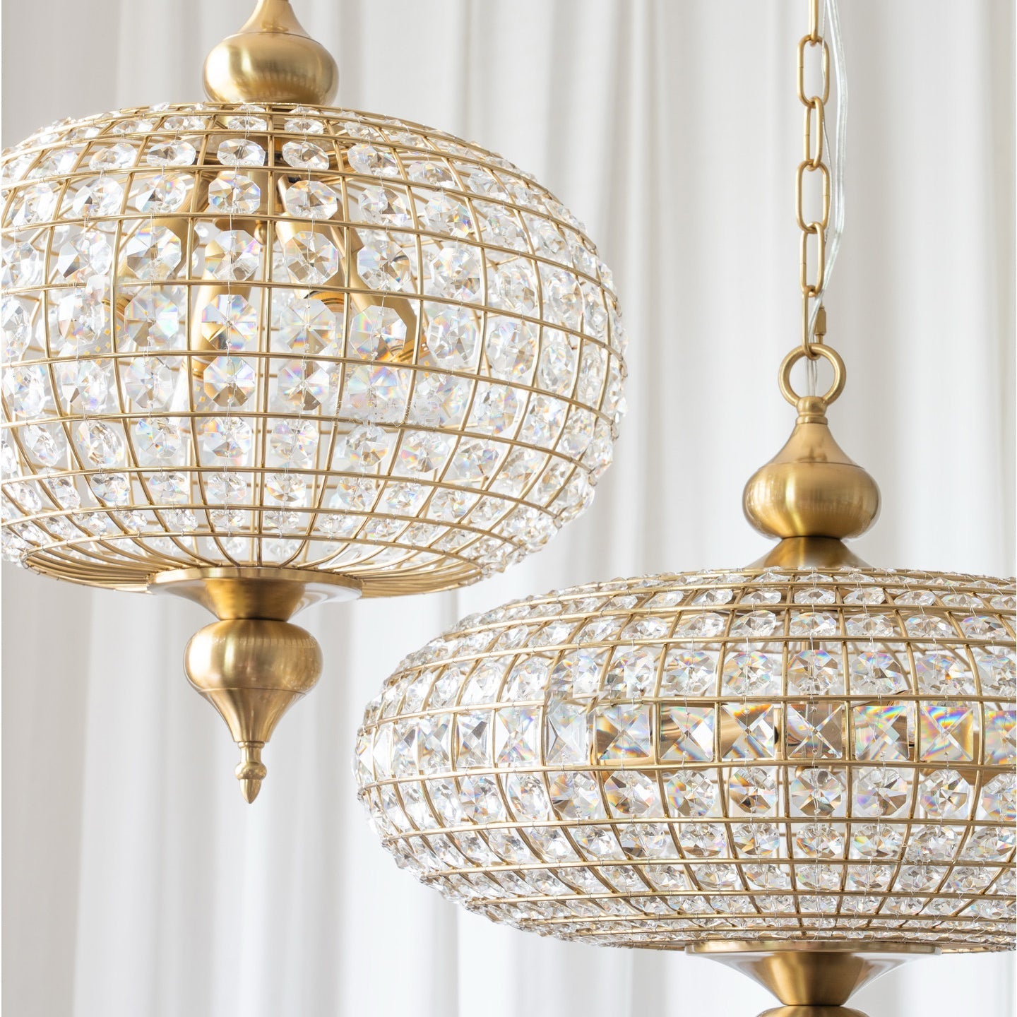 Full product shot of the black Lucille Crystal Pendant Light.