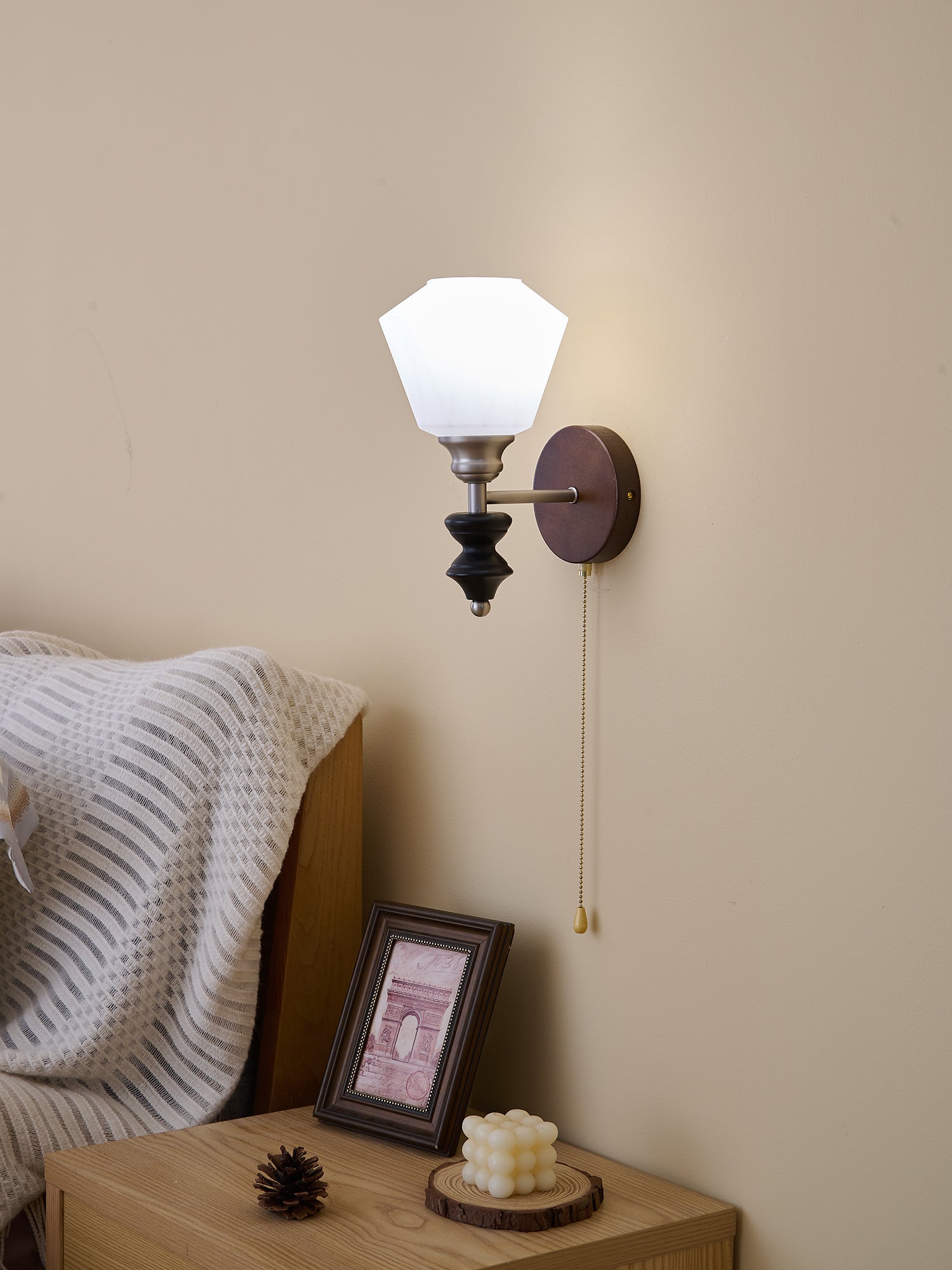 Lucille Elegance Classic Art Glass Wood Wall Lamp-Neutral Decor