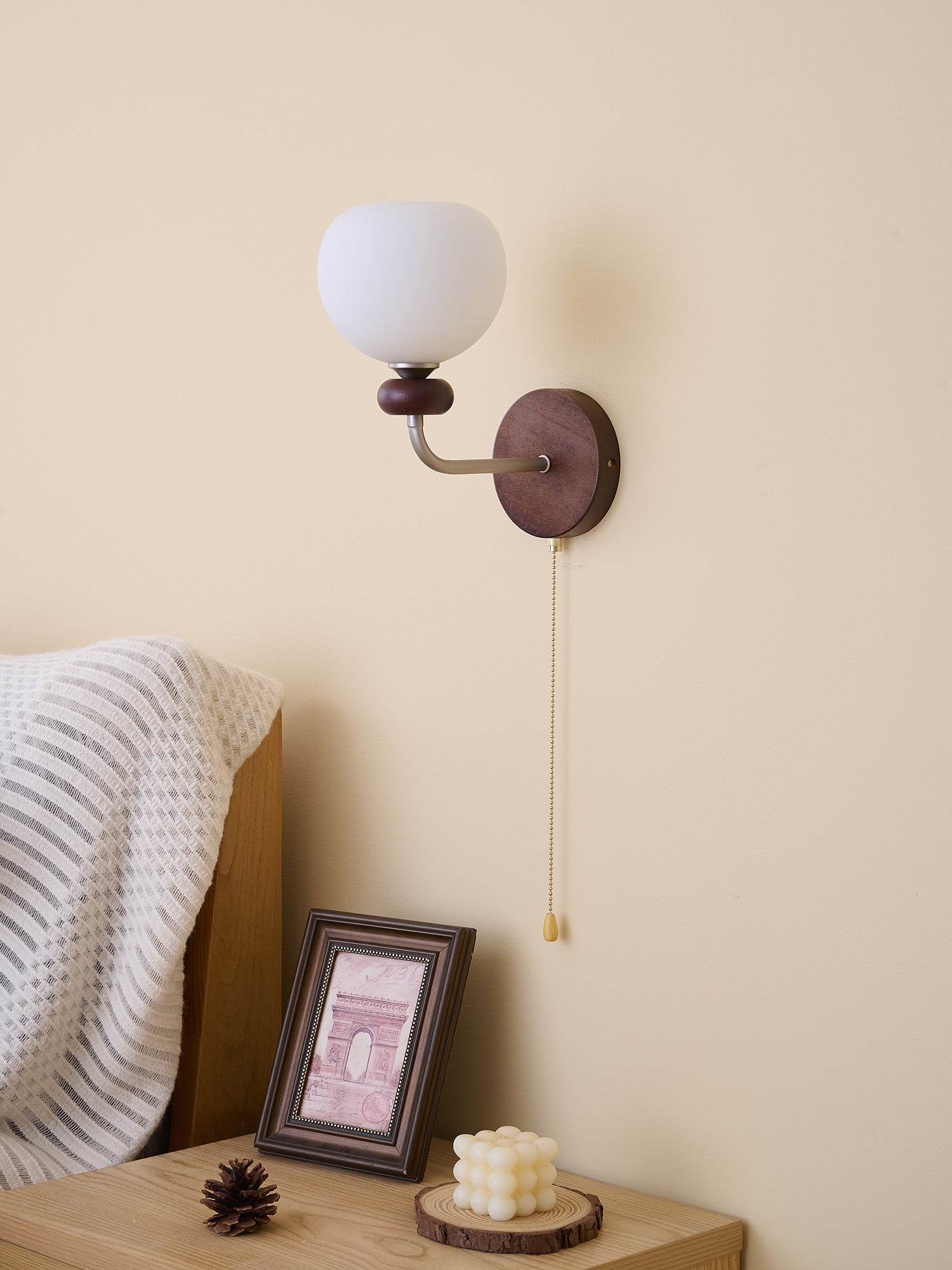 Lucille Elegance Classic Art Glass Wood Wall Lamp-Neutral Decor