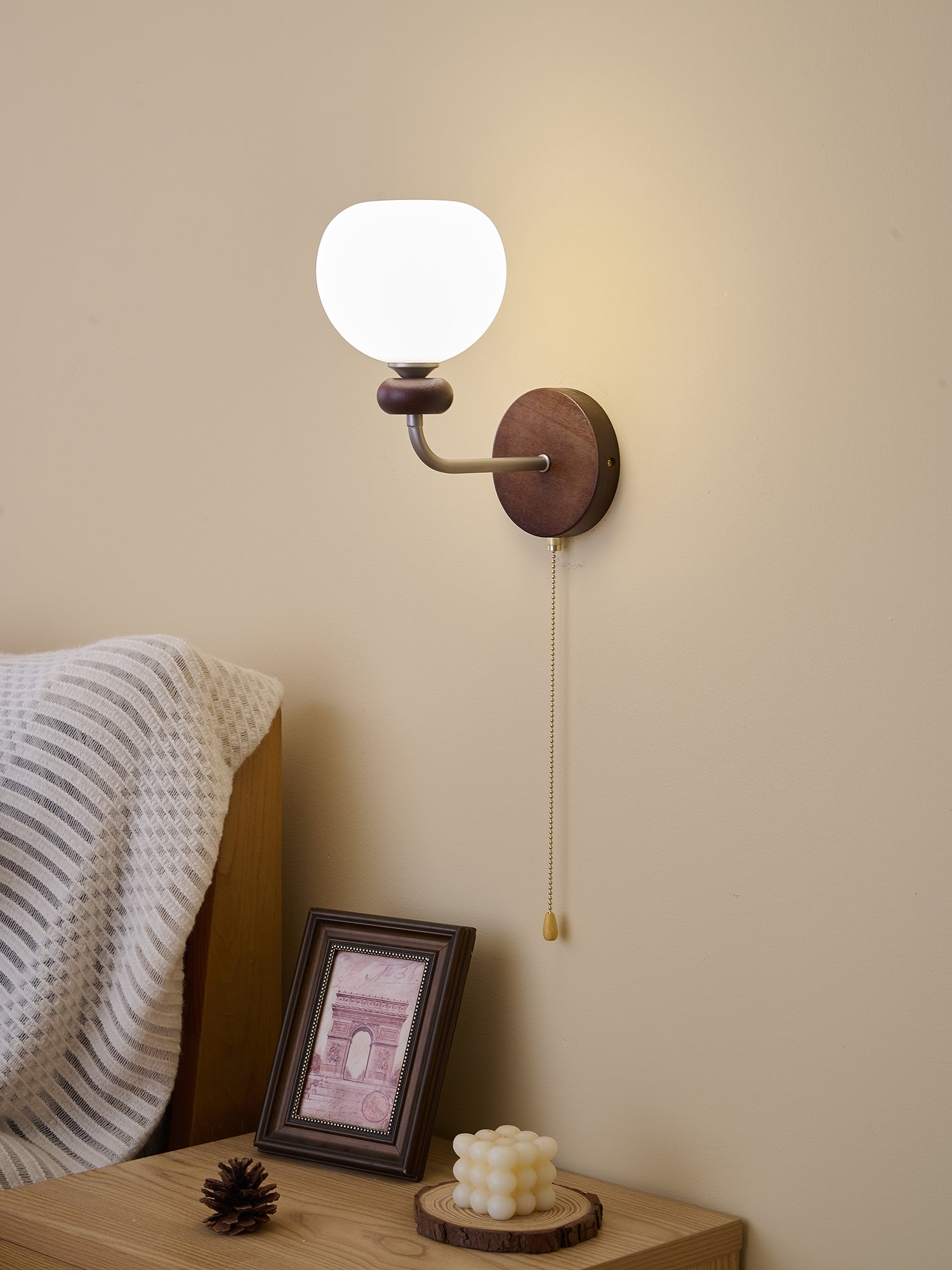 Lucille Elegance Classic Art Glass Wood Wall Lamp-Neutral Decor