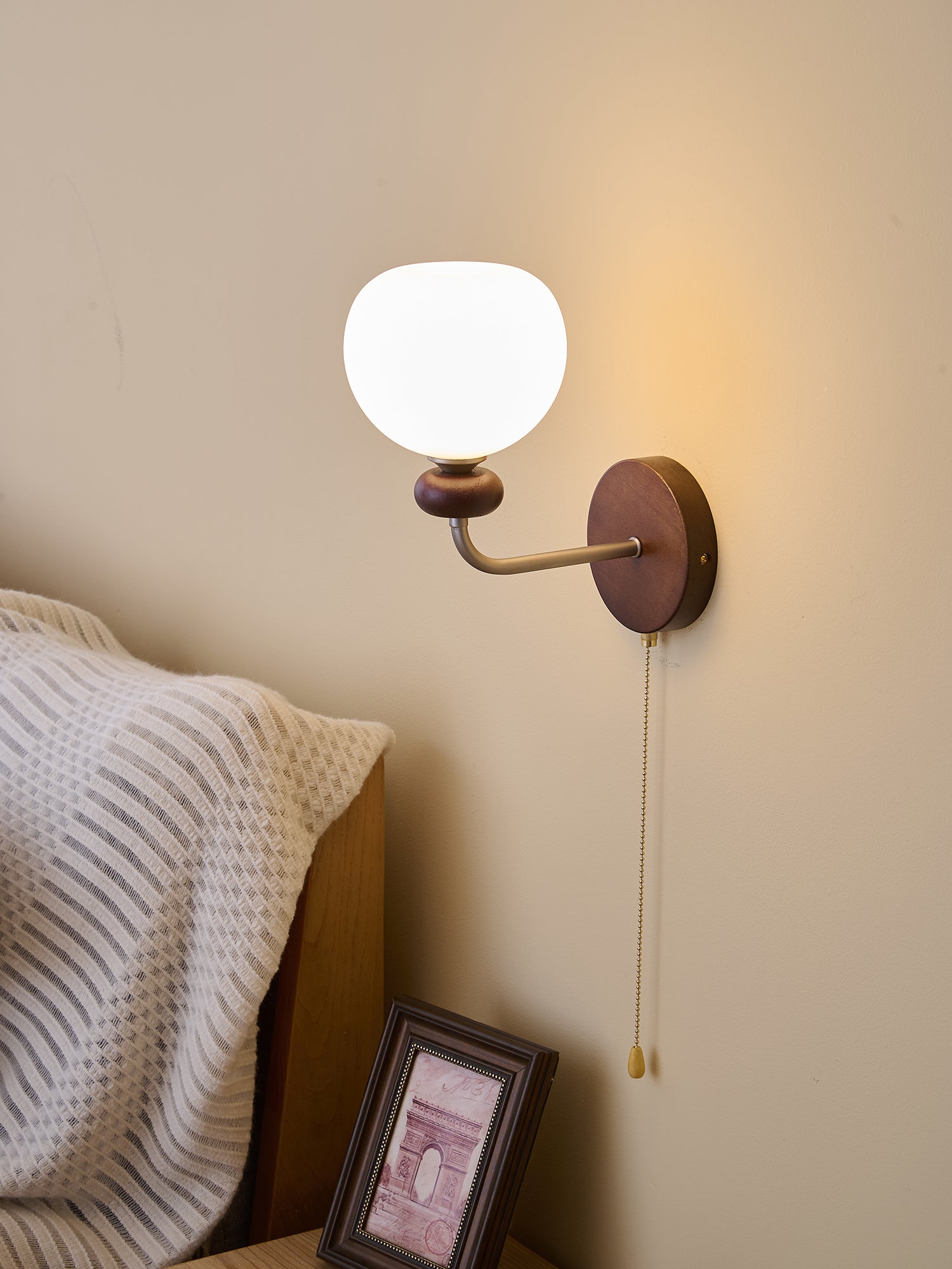 Lucille Elegance Classic Art Glass Wood Wall Lamp-Neutral Decor