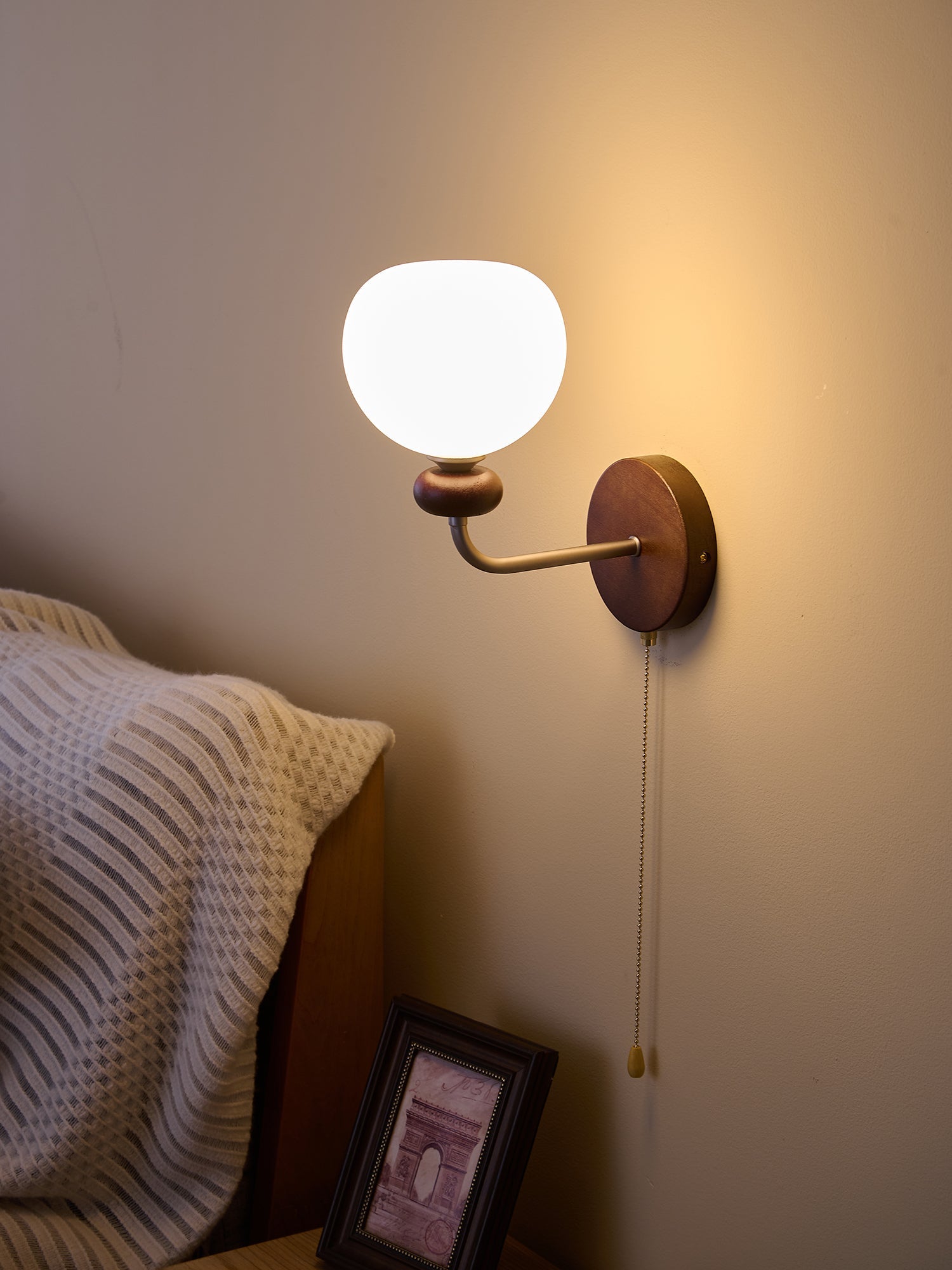 Lucille Elegance Classic Art Glass Wood Wall Lamp-Neutral Decor
