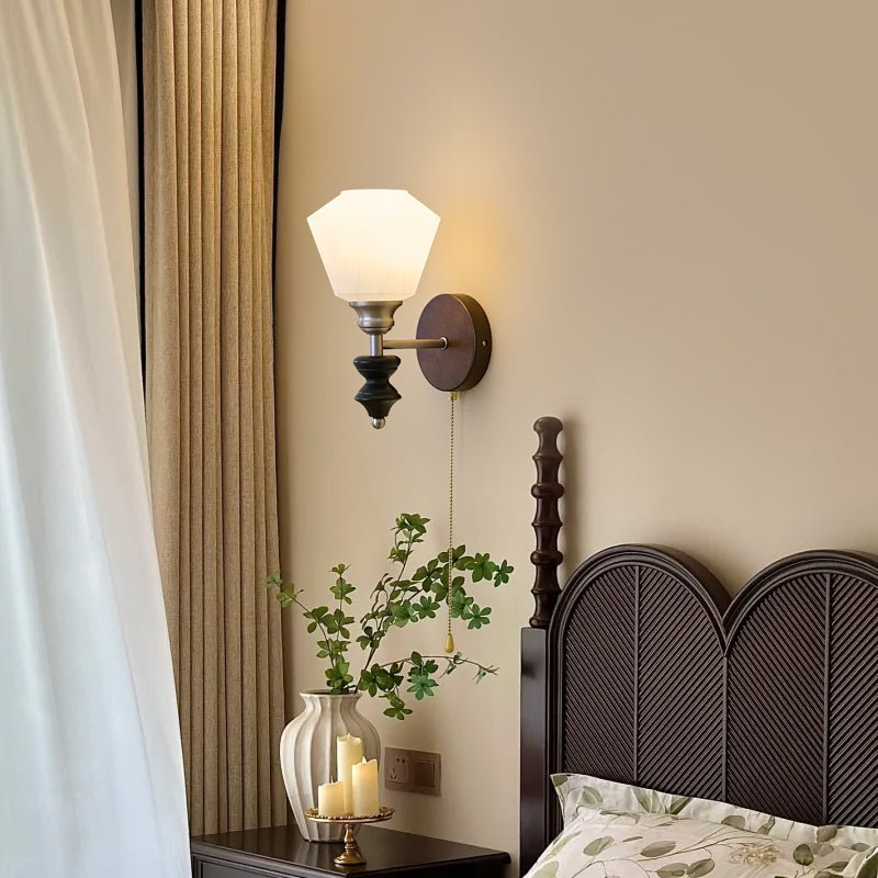 Lucille Elegance Classic Art Glass Wood Wall Lamp-Neutral Decor
