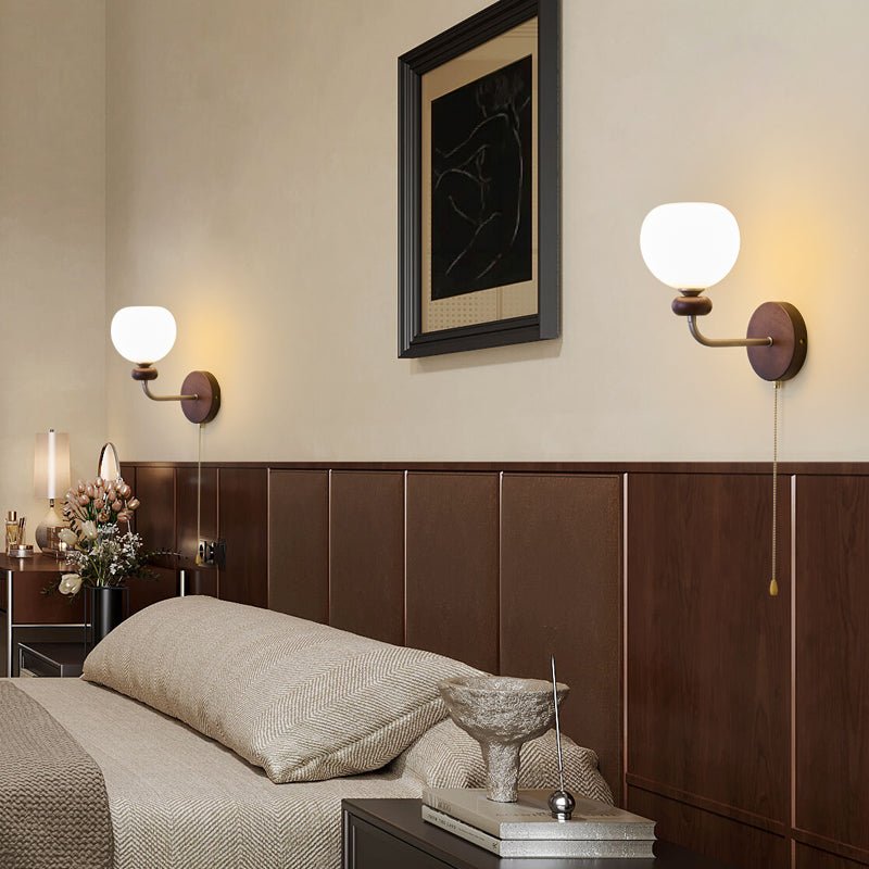 Lucille Elegance Classic Art Glass Wood Wall Lamp-Neutral Decor