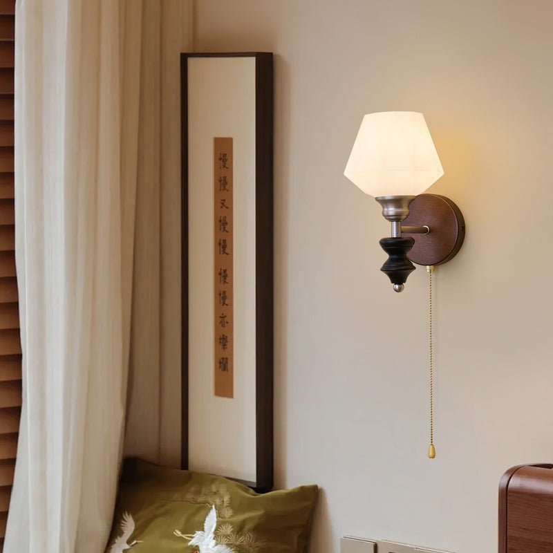 Lucille Elegance Classic Art Glass Wood Wall Lamp-Neutral Decor