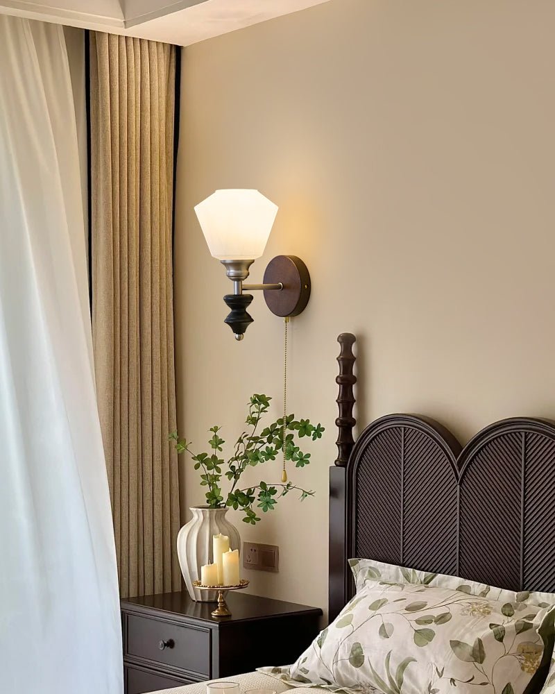 Lucille Elegance Classic Art Glass Wood Wall Lamp-Neutral Decor