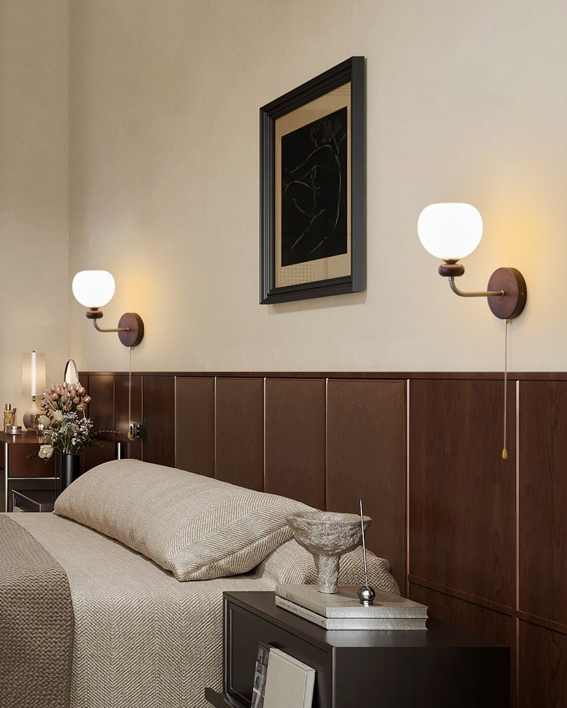 Lucille Elegance Classic Art Glass Wood Wall Lamp-Neutral Decor