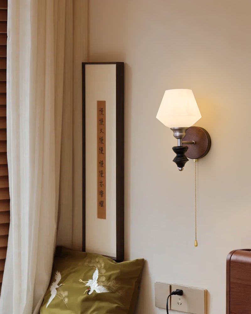 Lucille Elegance Classic Art Glass Wood Wall Lamp-Neutral Decor