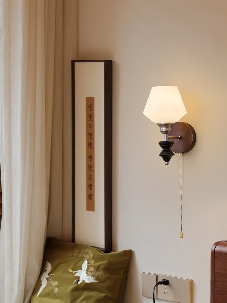 Lucille Elegance Classic Art Glass Wood Wall Lamp-Neutral Decor