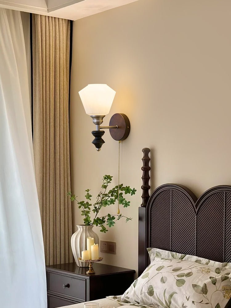 Lucille Elegance Classic Art Glass Wood Wall Lamp-Neutral Decor