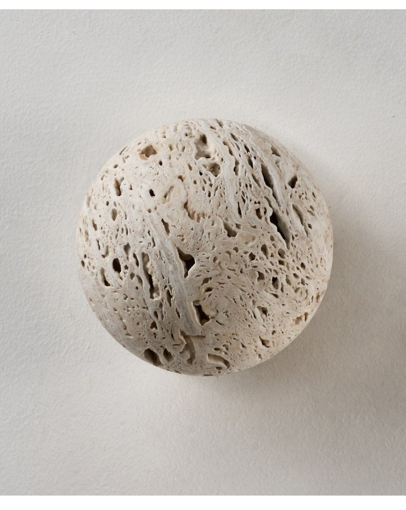 Luma Vein Stone Sphere Wall Light-Neutral Decor