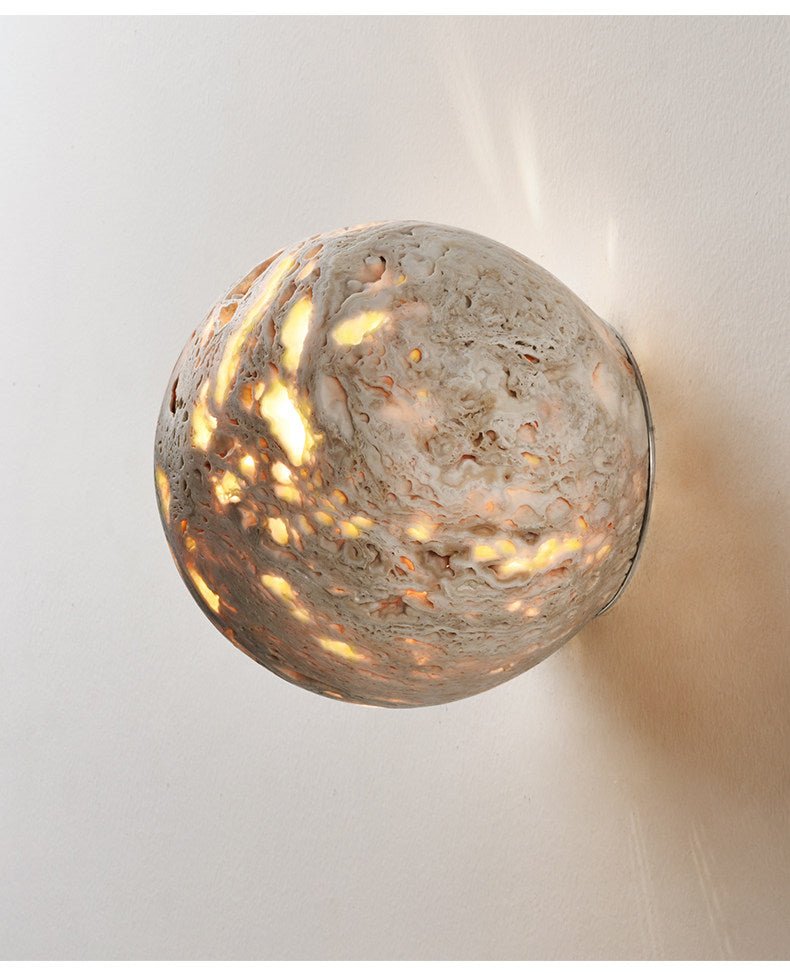 Luma Vein Stone Sphere Wall Light-Neutral Decor