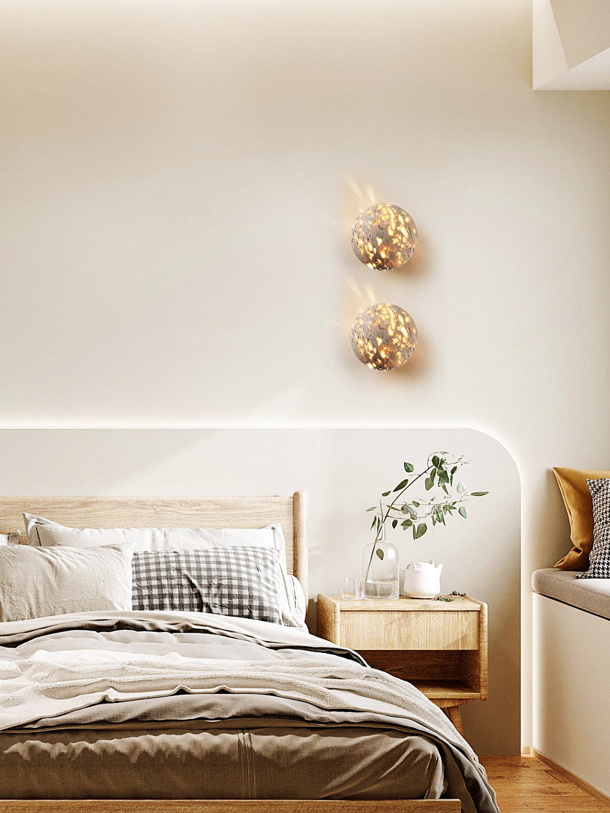 Luma Vein Stone Sphere Wall Light-Neutral Decor