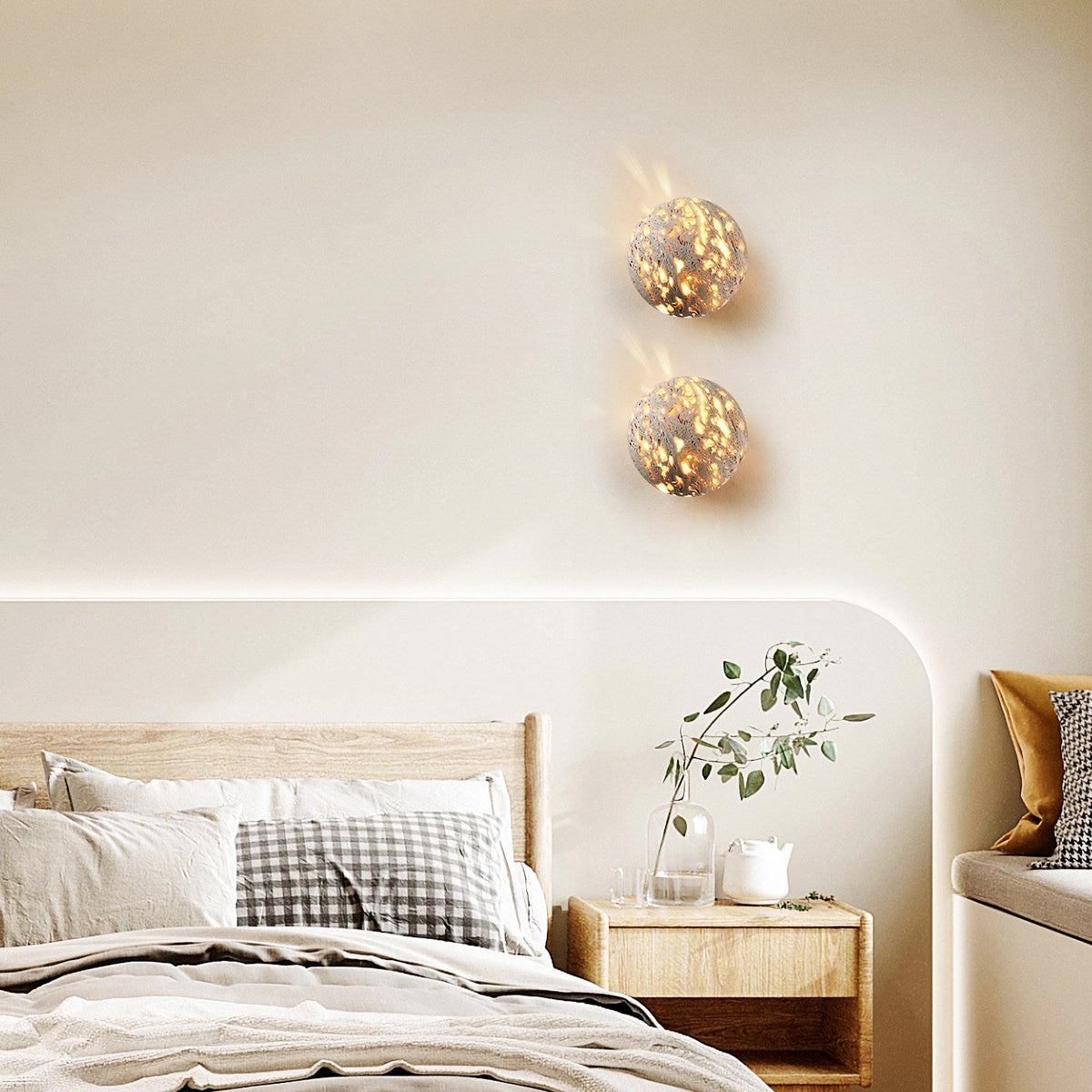 Luma Vein Stone Sphere Wall Light-Neutral Decor