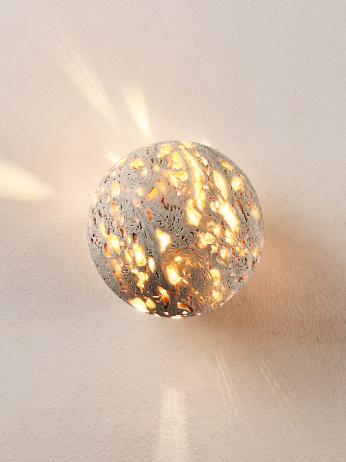 Luma Vein Stone Sphere Wall Light-Neutral Decor