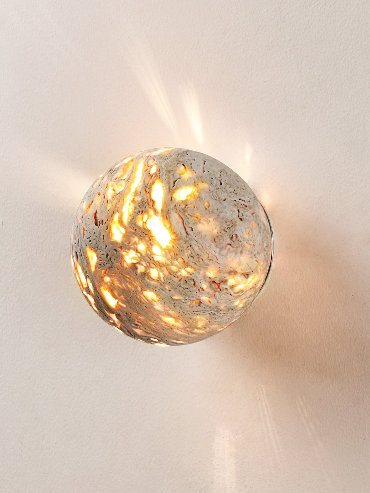 Luma Vein Stone Sphere Wall Light-Neutral Decor