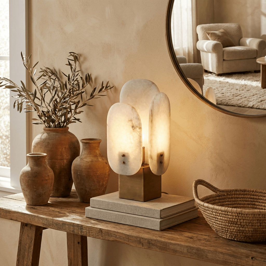 Luma Alabaster Panel Table Lamp-Neutral Decor
