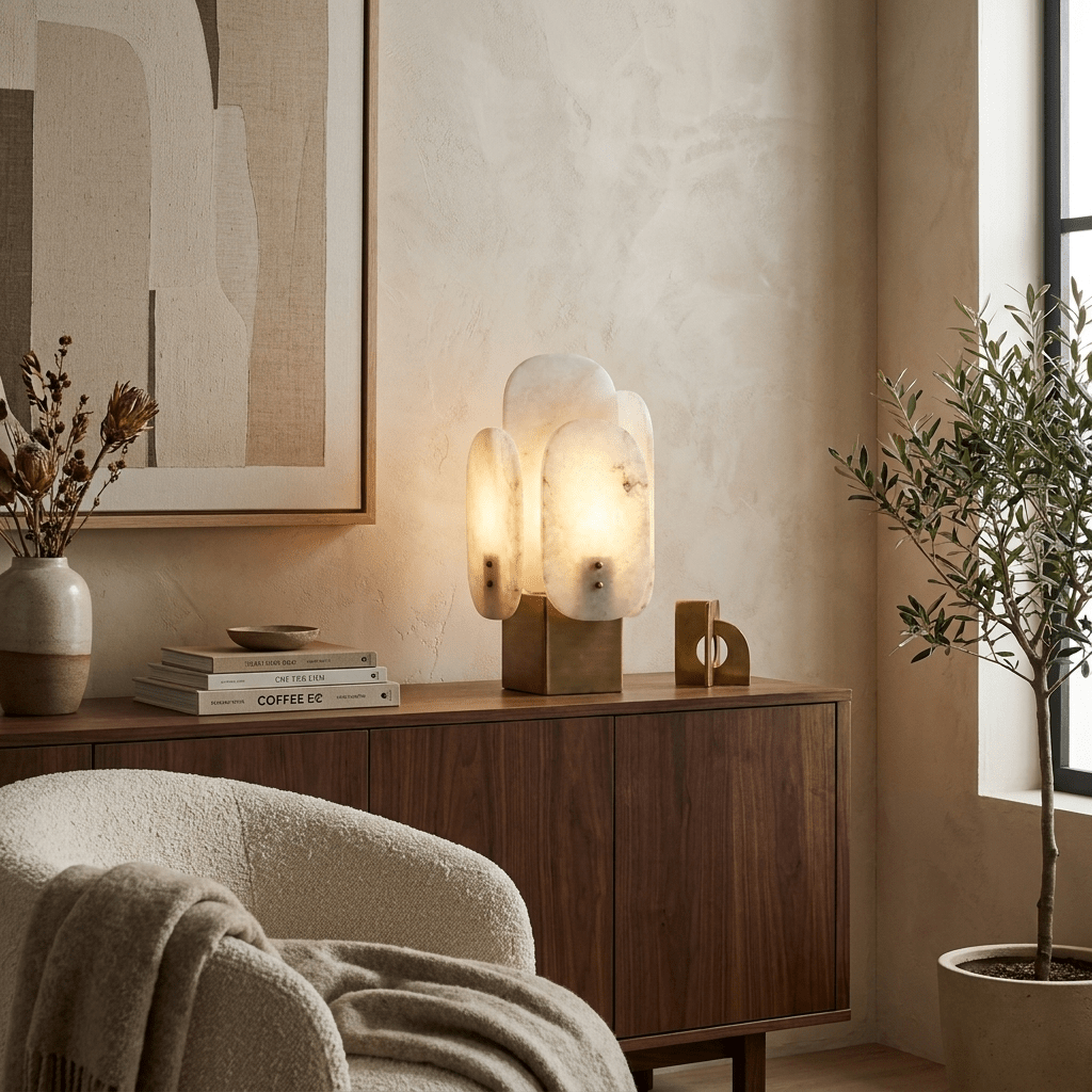 Luma Alabaster Panel Table Lamp-Neutral Decor
