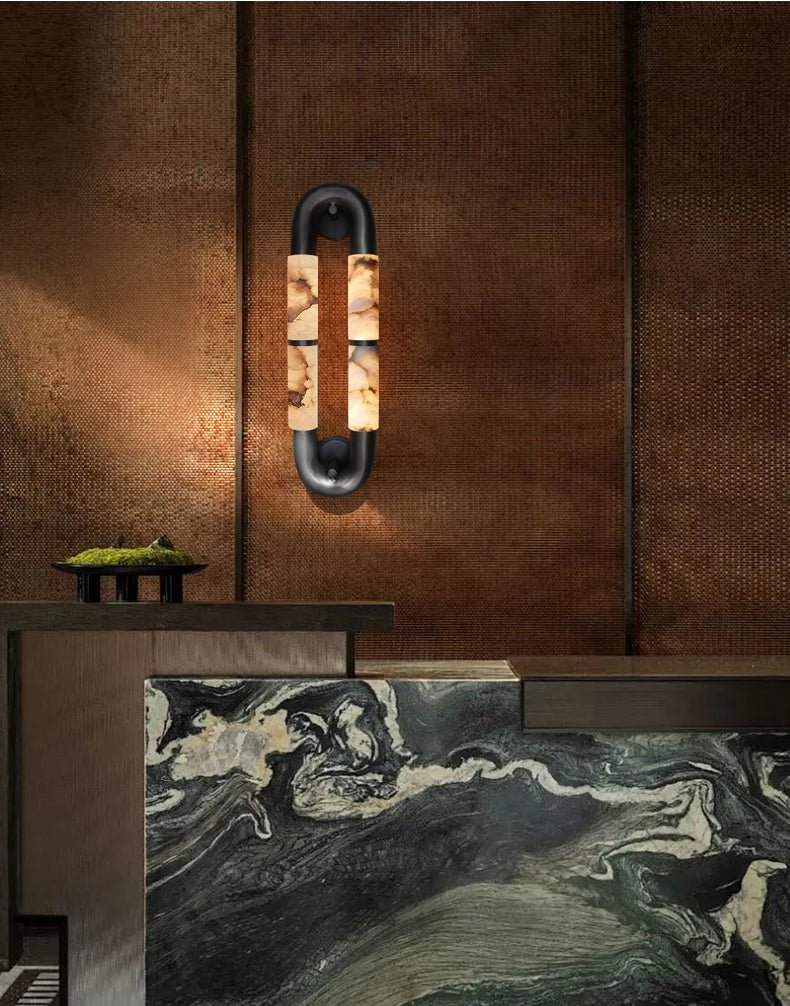 Gloxa Arc Twin Alabaster Wall Lamp-Neutral Decor