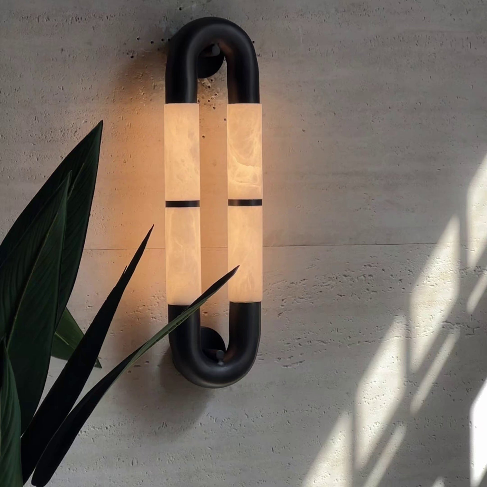 Gloxa Arc Twin Alabaster Wall Lamp-Neutral Decor