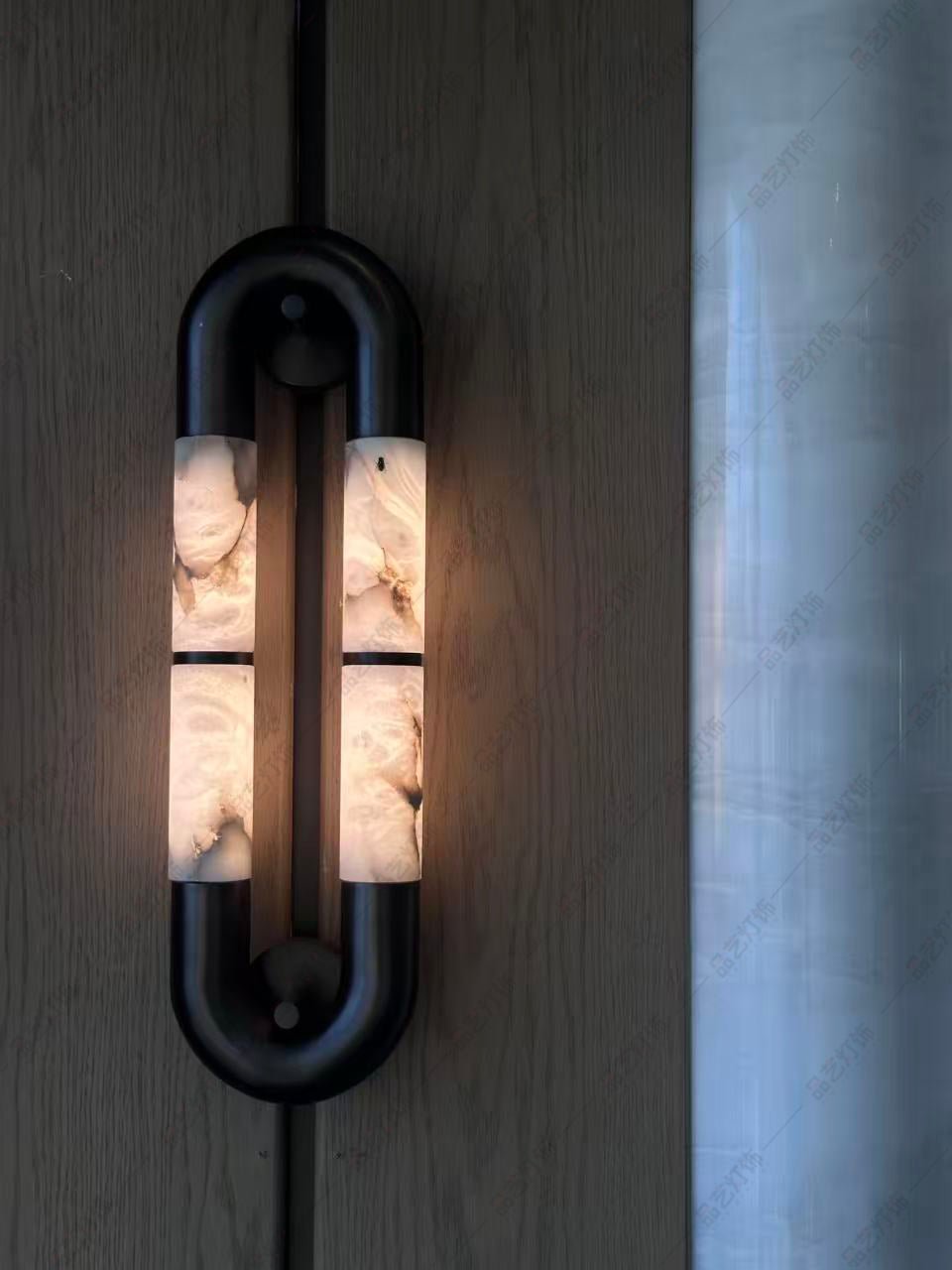 Gloxa Arc Twin Alabaster Wall Lamp-Neutral Decor
