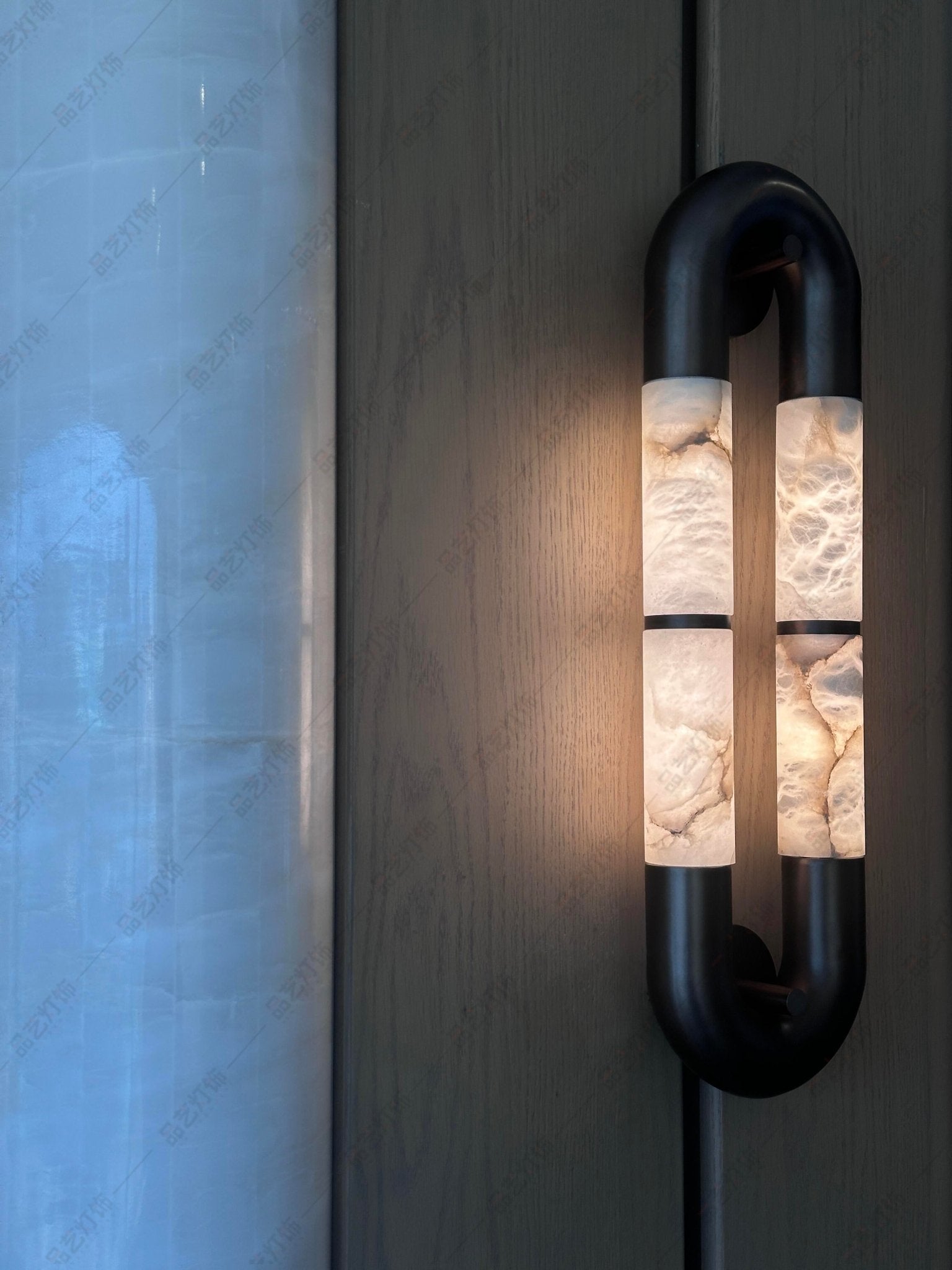 Gloxa Arc Twin Alabaster Wall Lamp-Neutral Decor