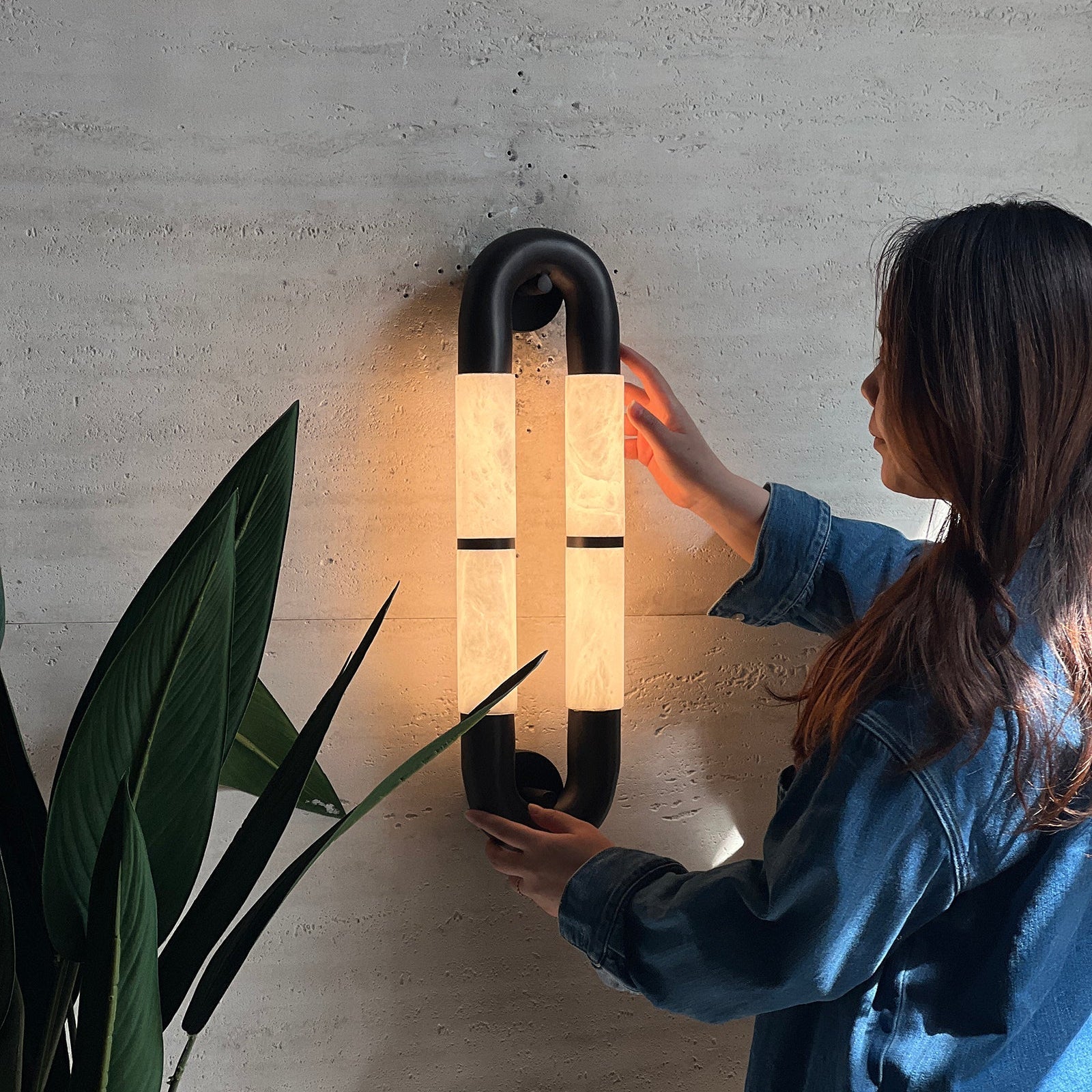 Gloxa Arc Twin Alabaster Wall Lamp-Neutral Decor