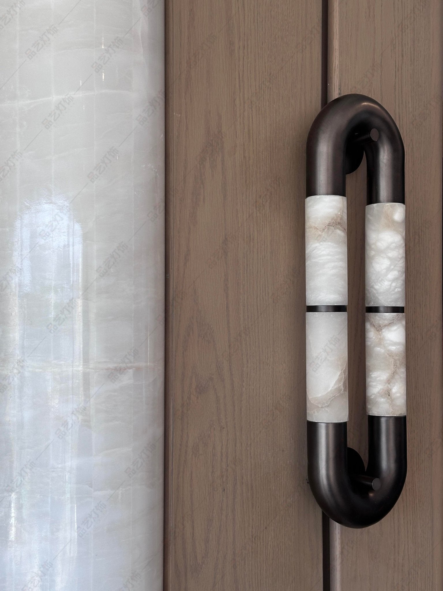 Gloxa Arc Twin Alabaster Wall Lamp-Neutral Decor
