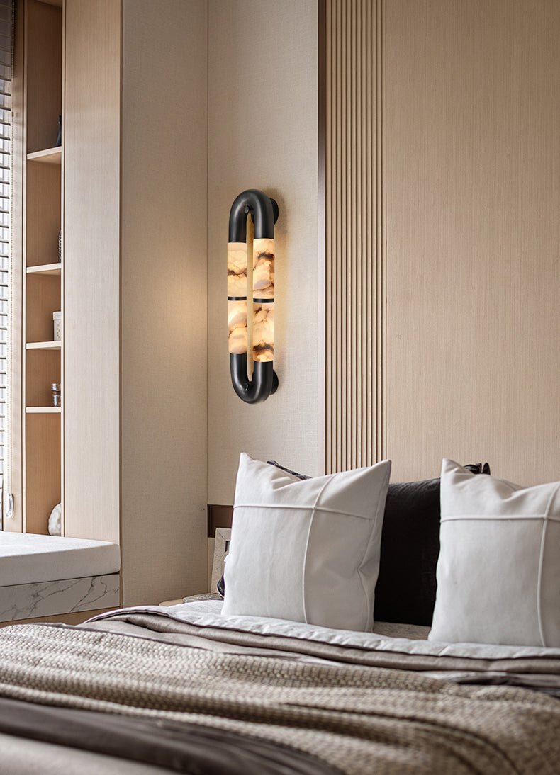 Gloxa Arc Twin Alabaster Wall Lamp-Neutral Decor