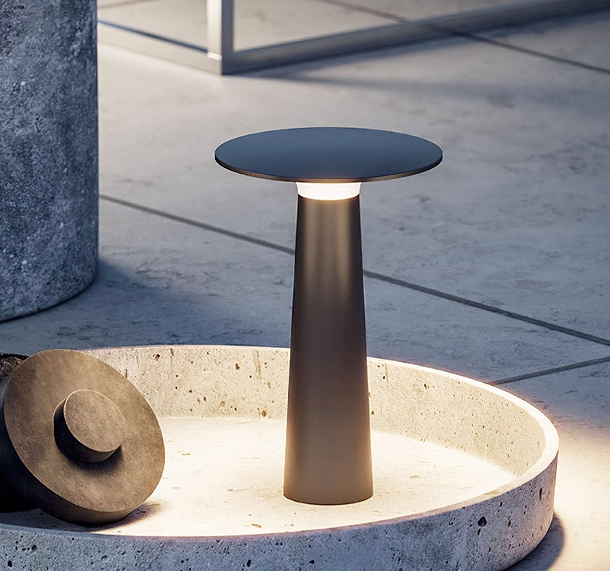 Gwil Disk Outdoor Table Light-Neutral Decor