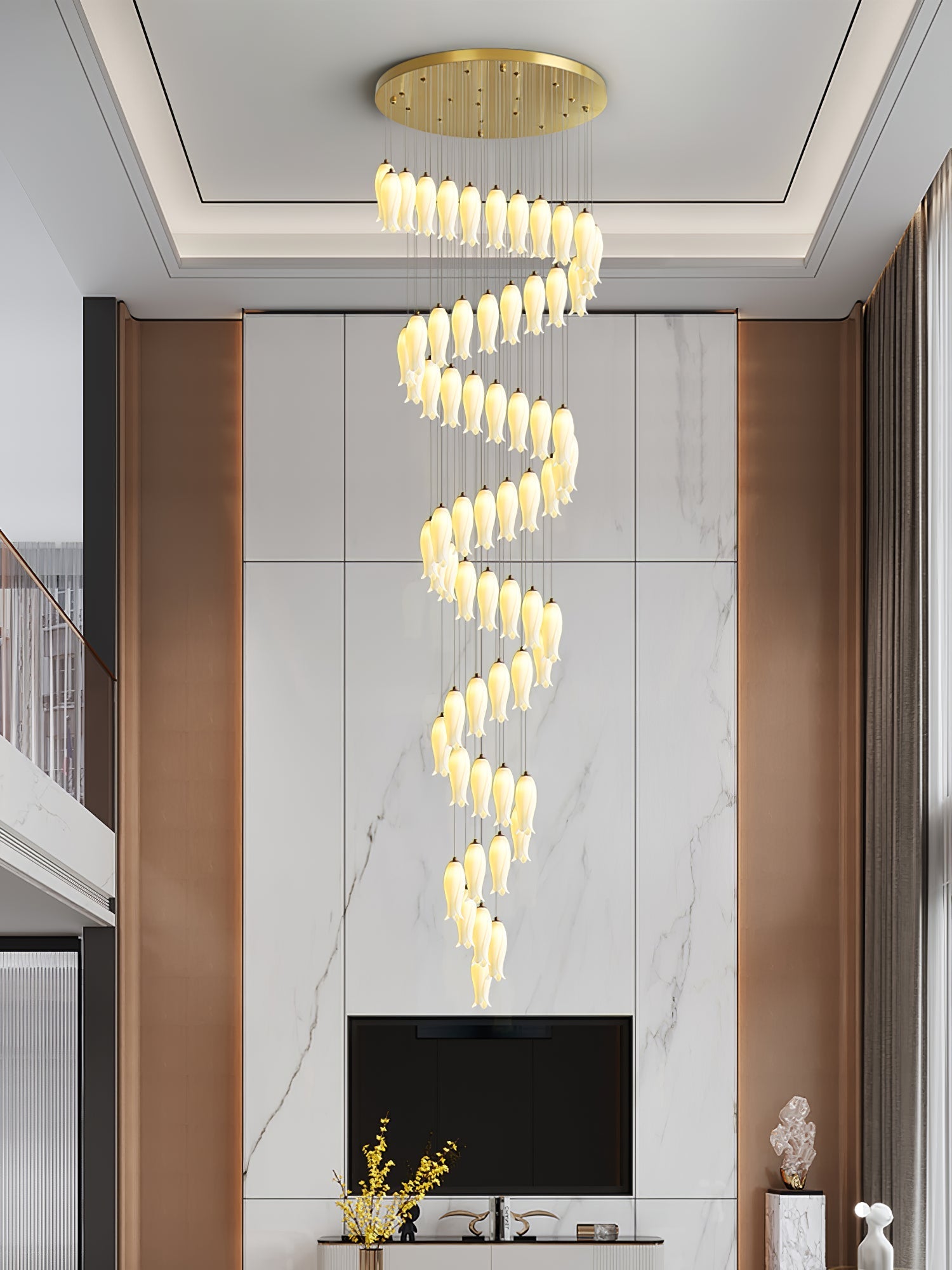 Sylirion Alabaster Brass Chandelier-Neutral Decor