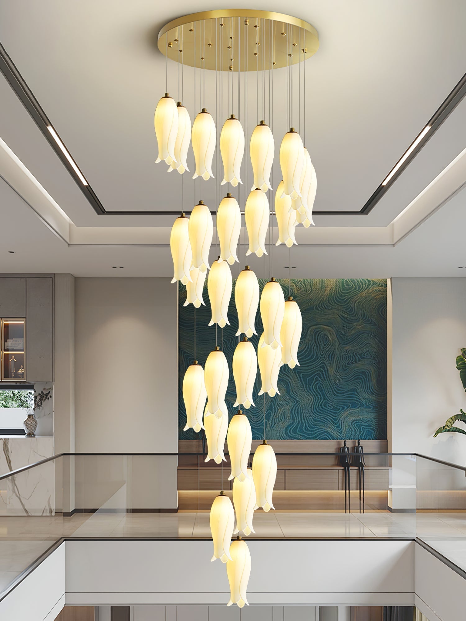 Sylirion Alabaster Brass Chandelier-Neutral Decor