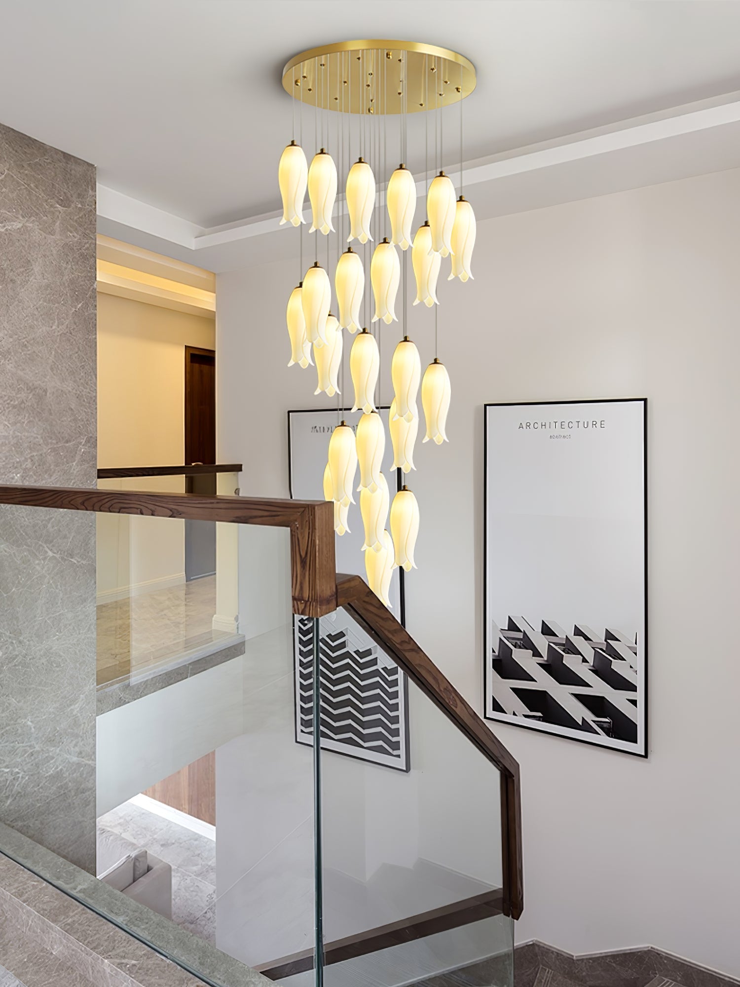 Sylirion Alabaster Brass Chandelier-Neutral Decor