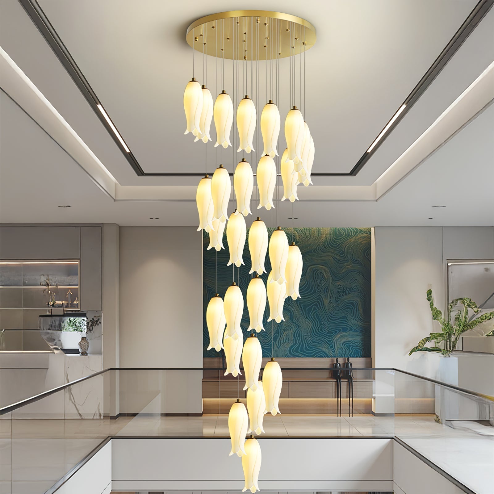 Sylirion Alabaster Brass Chandelier-Neutral Decor