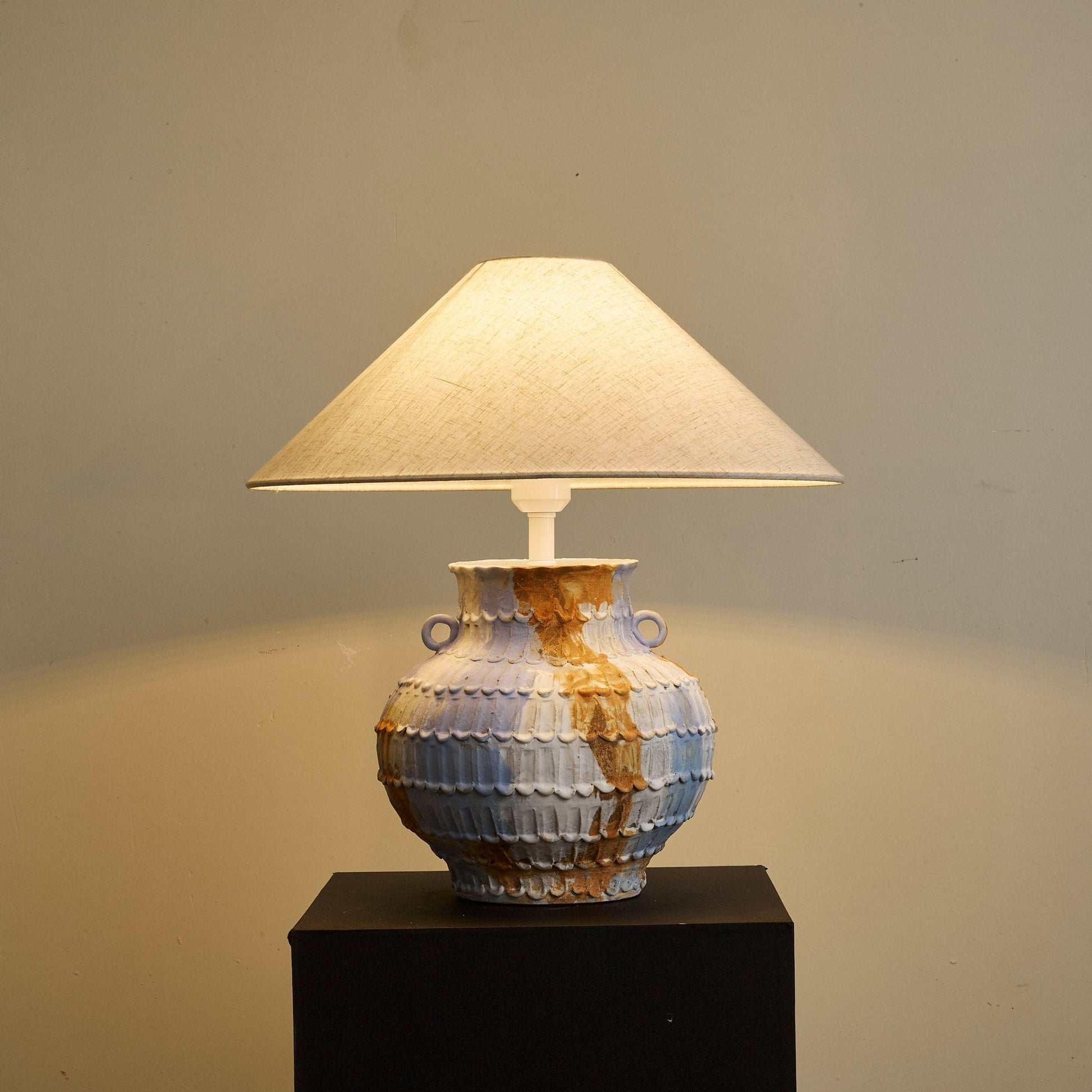 Artisan Rustic Ceramics Table Lamp-Neutral Decor