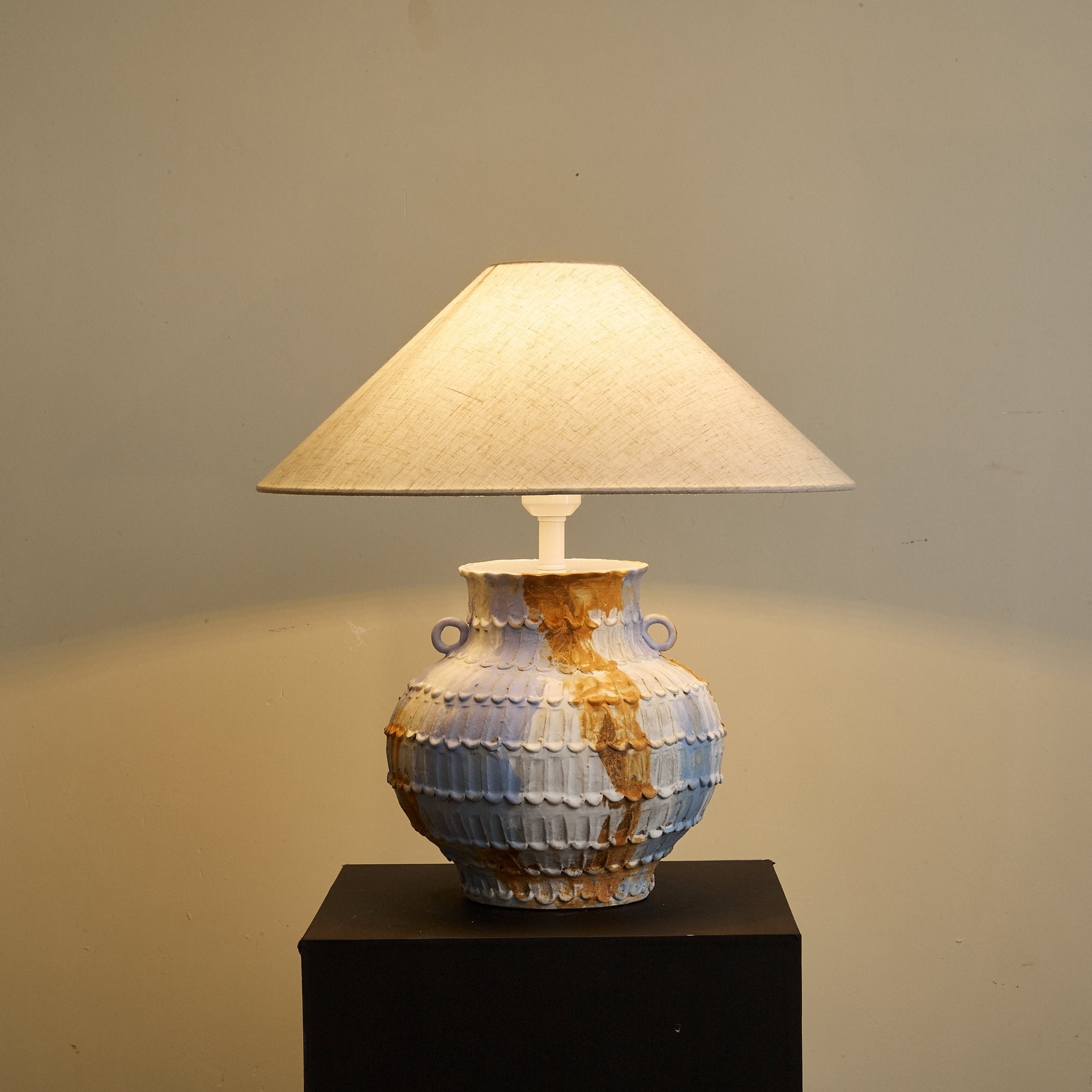 Artisan Rustic Ceramics Table Lamp-Neutral Decor