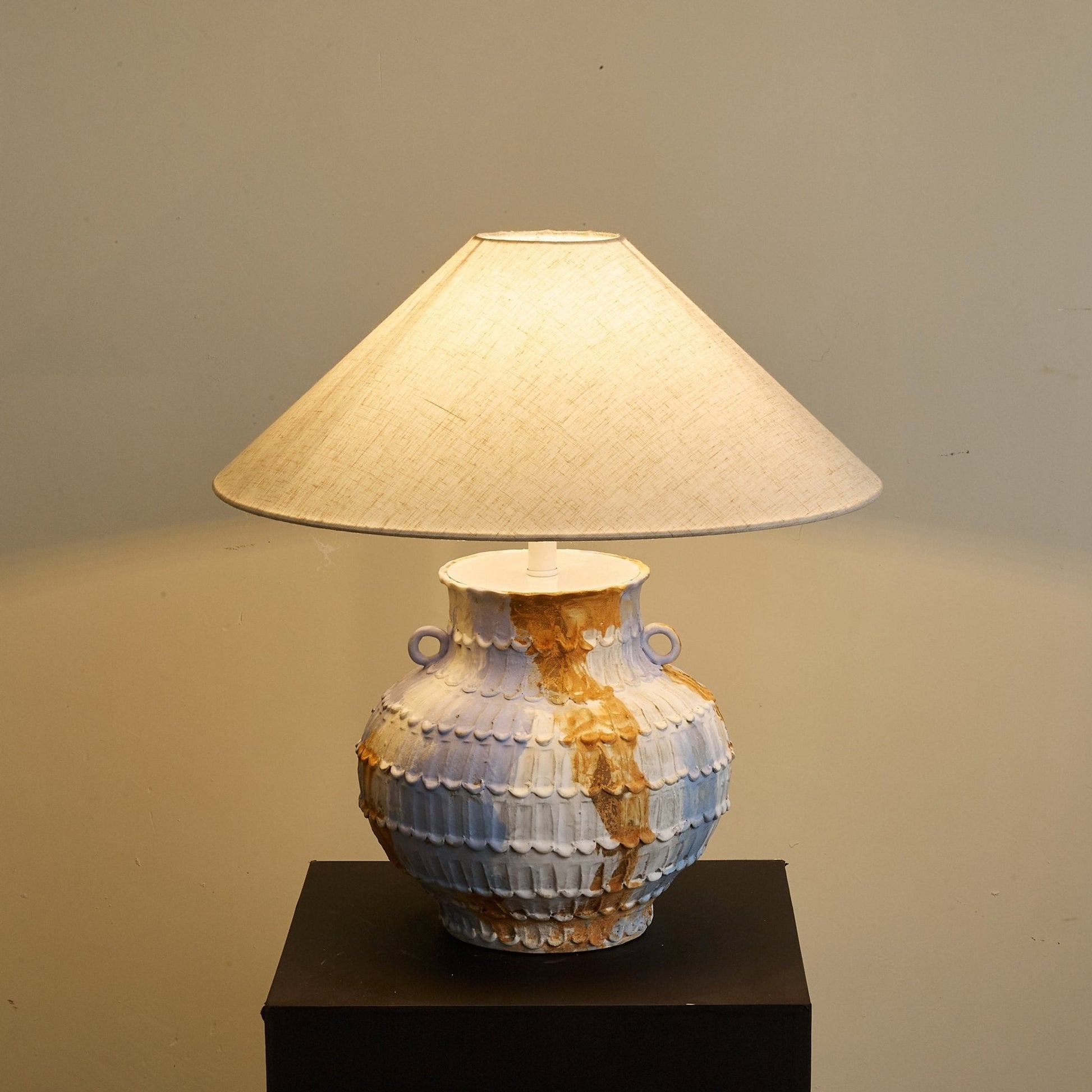 Artisan Rustic Ceramics Table Lamp-Neutral Decor