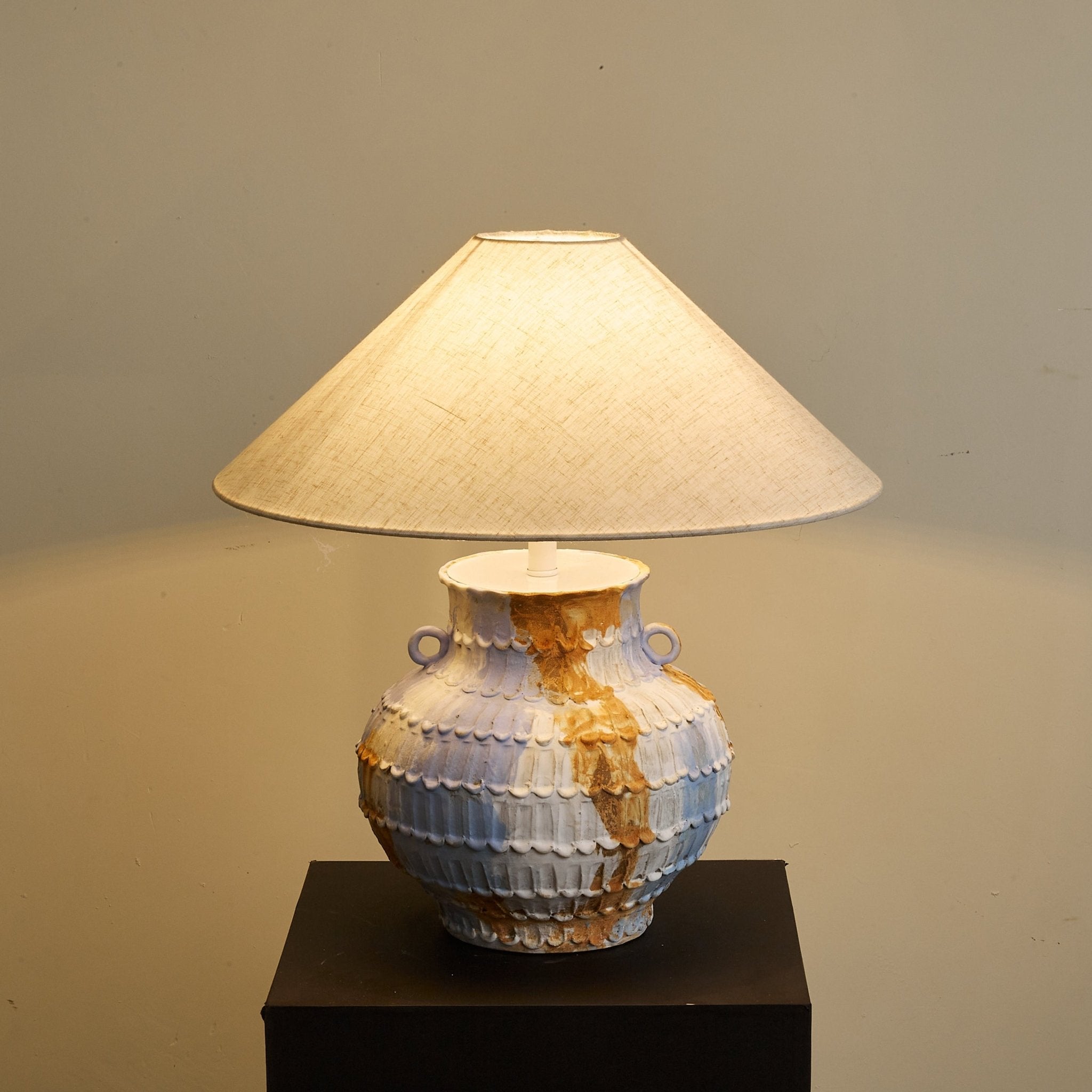 Artisan Rustic Ceramics Table Lamp-Neutral Decor
