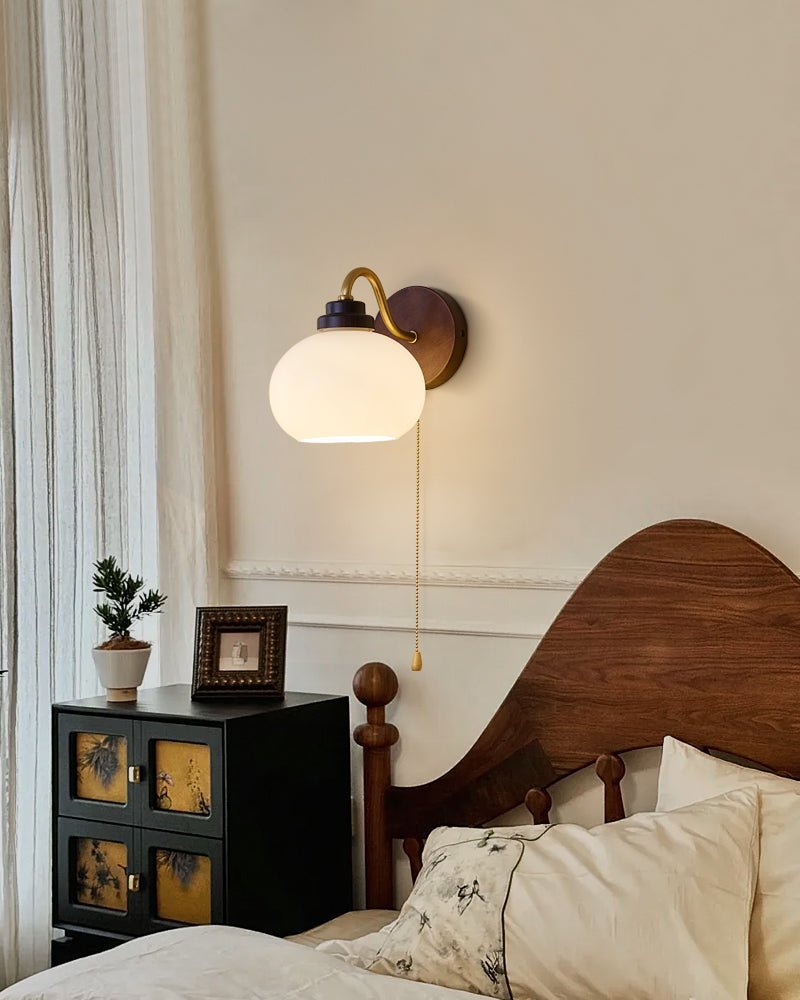 Deveno Premium Nordic Art Crest Glass Wood Wall Lamp-Neutral Decor