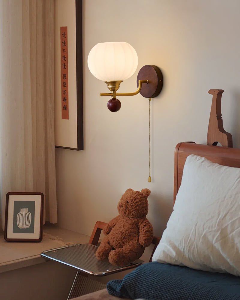 Deveno Premium Nordic Art Crest Glass Wood Wall Lamp-Neutral Decor