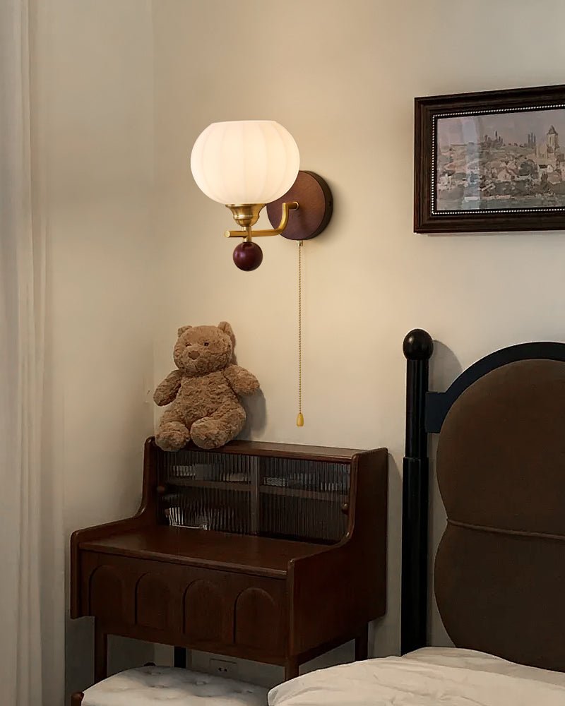 Deveno Premium Nordic Art Crest Glass Wood Wall Lamp-Neutral Decor