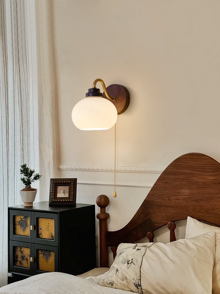 Deveno Premium Nordic Art Crest Glass Wood Wall Lamp-Neutral Decor