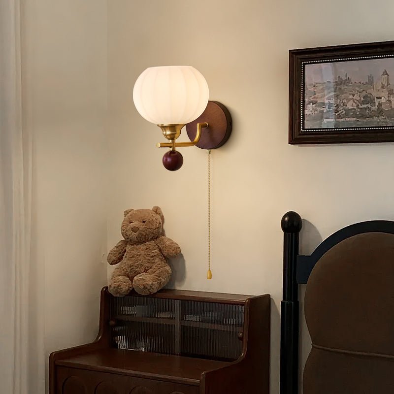 Deveno Premium Nordic Art Crest Glass Wood Wall Lamp-Neutral Decor