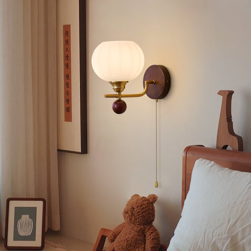 Deveno Premium Nordic Art Crest Glass Wood Wall Lamp-Neutral Decor
